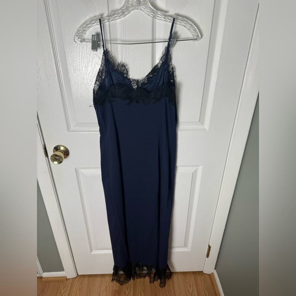 Staud Nadia Lace Trim Midi Dress in Navy M - Picture 6 of 9